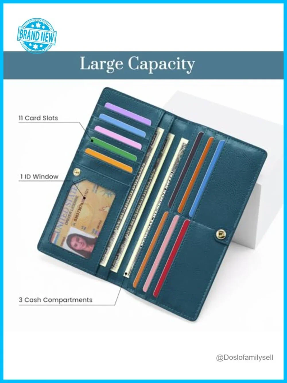 RFID Blocking Faux Leather Womens Slim Wallet with Zipper Pocket